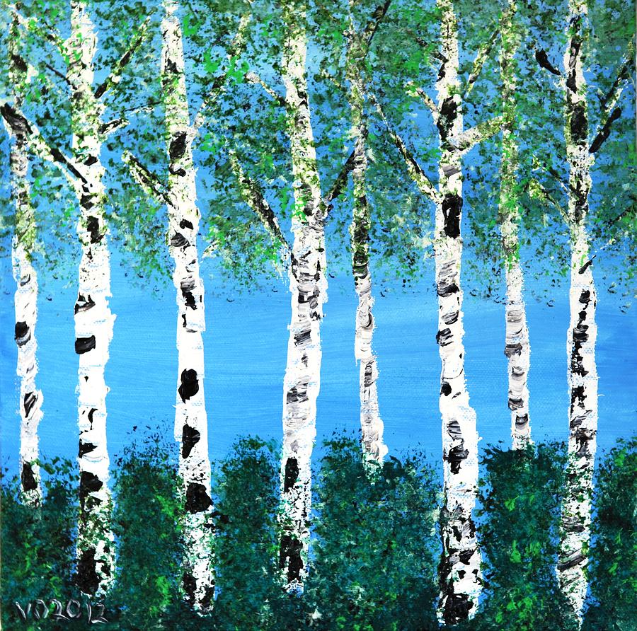 Birch Study Summer at the Lake Painting by Valerie Ornstein