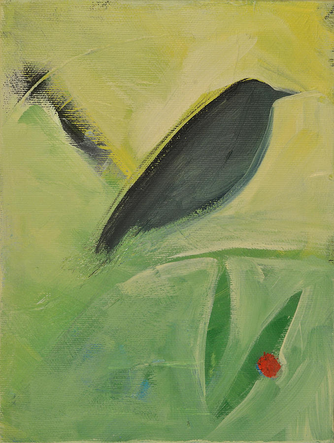 Bird and Red Berry a Painting by Tim Nyberg