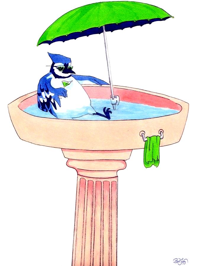 Bird Bath Drawing by Ben Leary