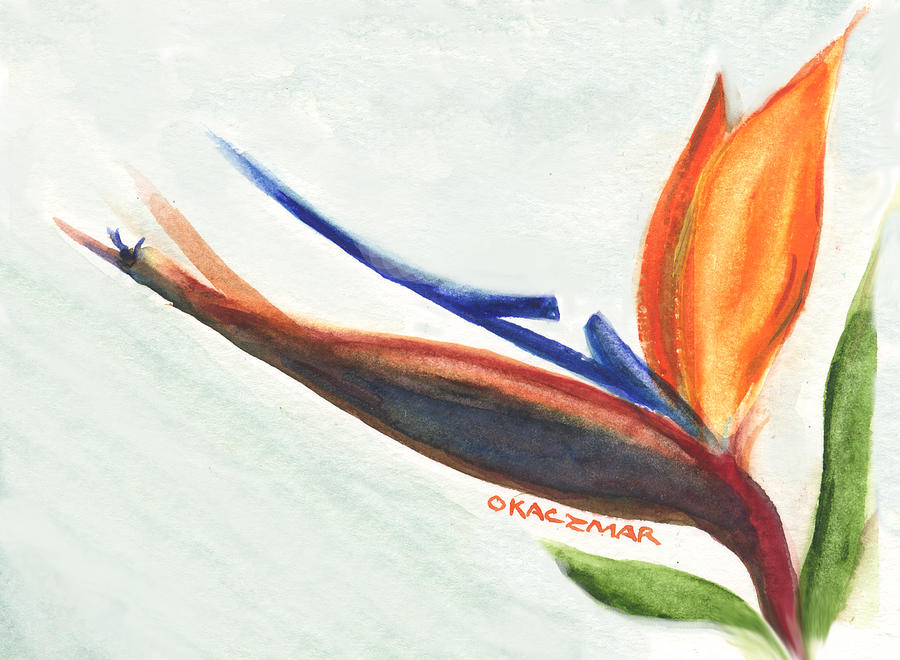 Bird Of Paradise Flower Painting - Bird of Paradise 1 by Olga Kaczmar