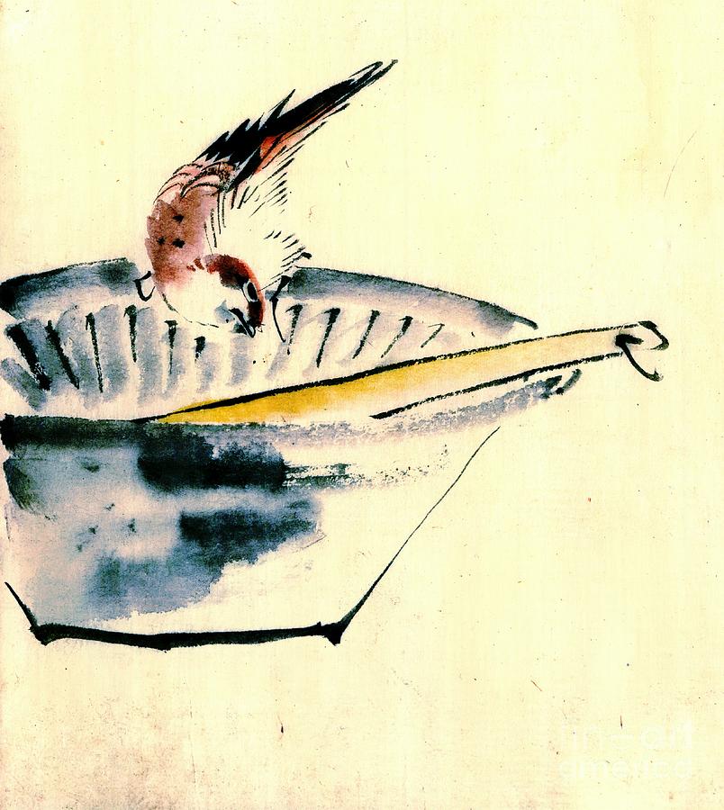Bird Perched on Bowl 1840 Photograph by Padre Art