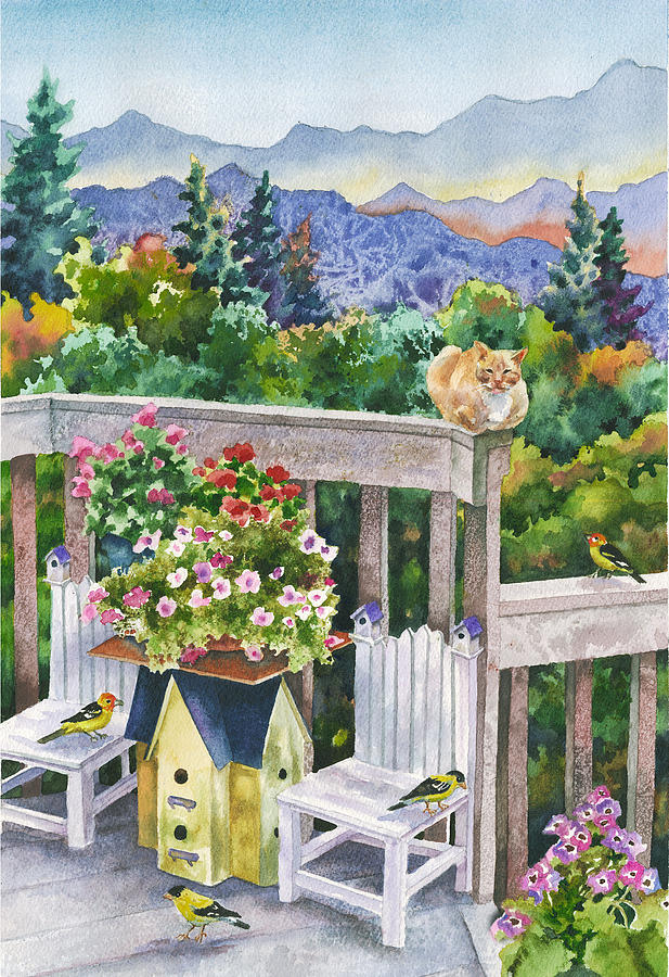 Birdhouses Painting by Anne Gifford