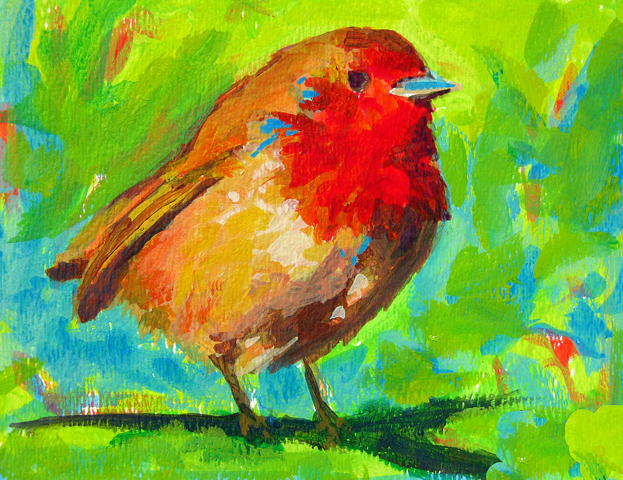Birdie Bird - Robin Painting by Patricia Awapara