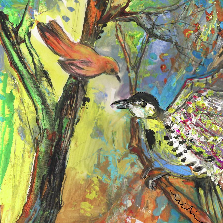 Birds 03 Painting by Miki De Goodaboom