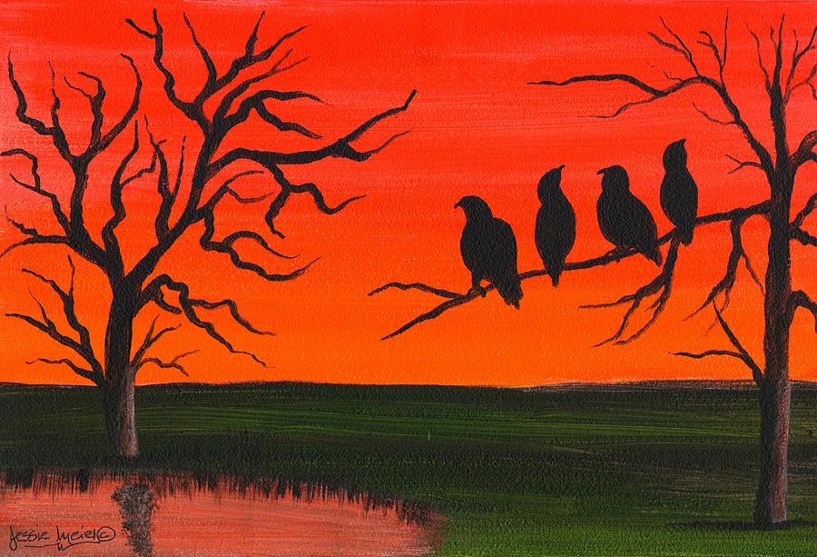 Birds at Sunrise 4857 Painting by Jessie Meier | Fine Art America