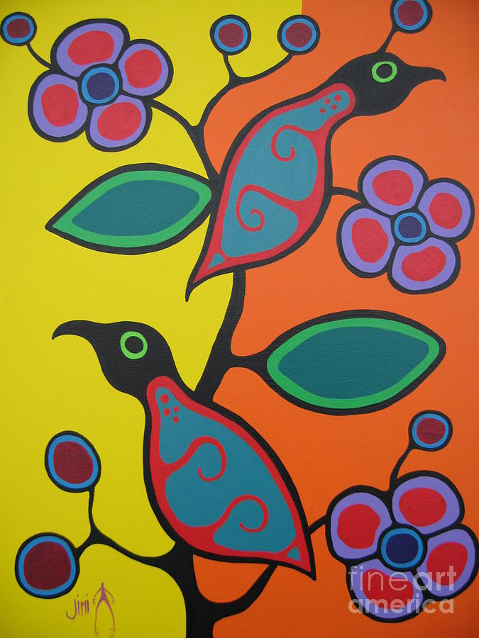 Bird Painting - Birds by Jim Oskineegish