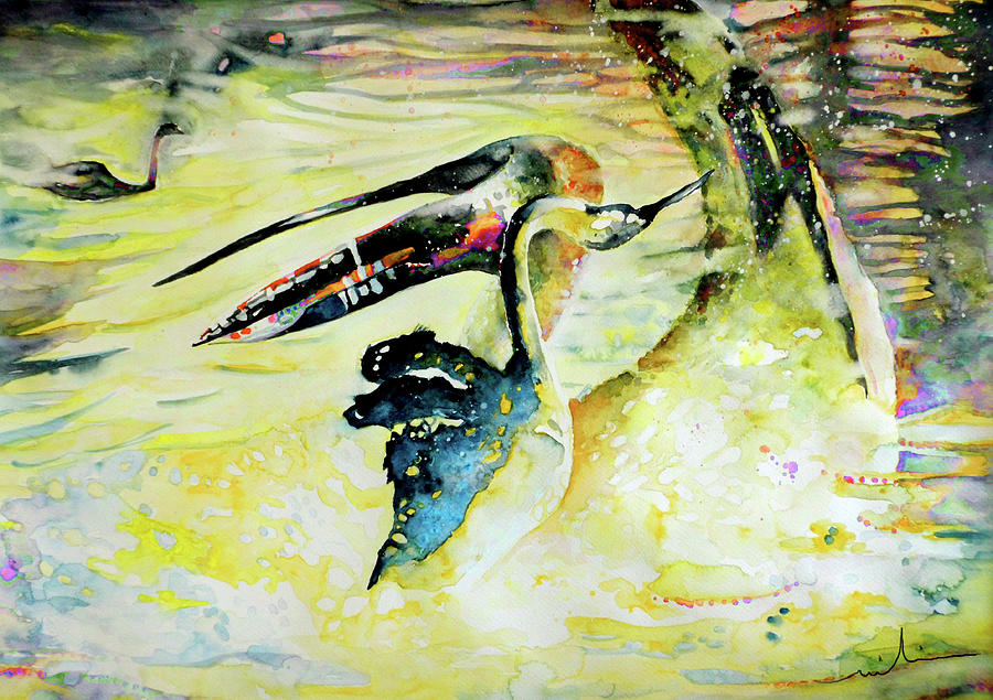 Birds Love Dance Painting by Miki De Goodaboom