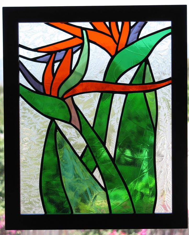 Flowers Still Life Glass Art - Birds of Paradise by Shelly Reid