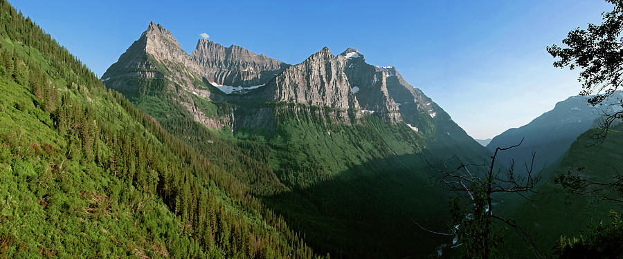 Birdwoman Falls Glacier National Park Montana Mountain Panorama Larry Darnell Photograph by Larry Darnell