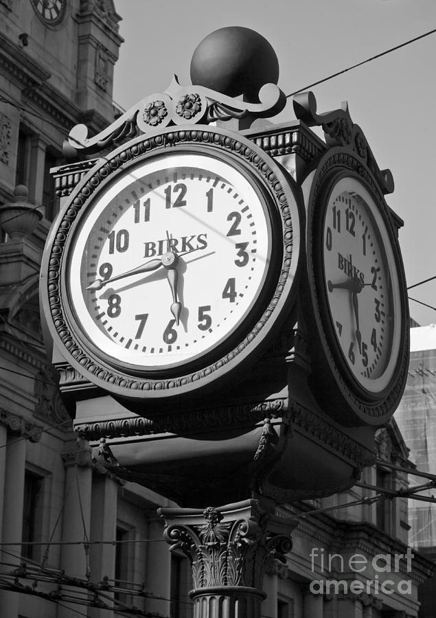 Clock Photograph - Birks Clock by Chris Dutton