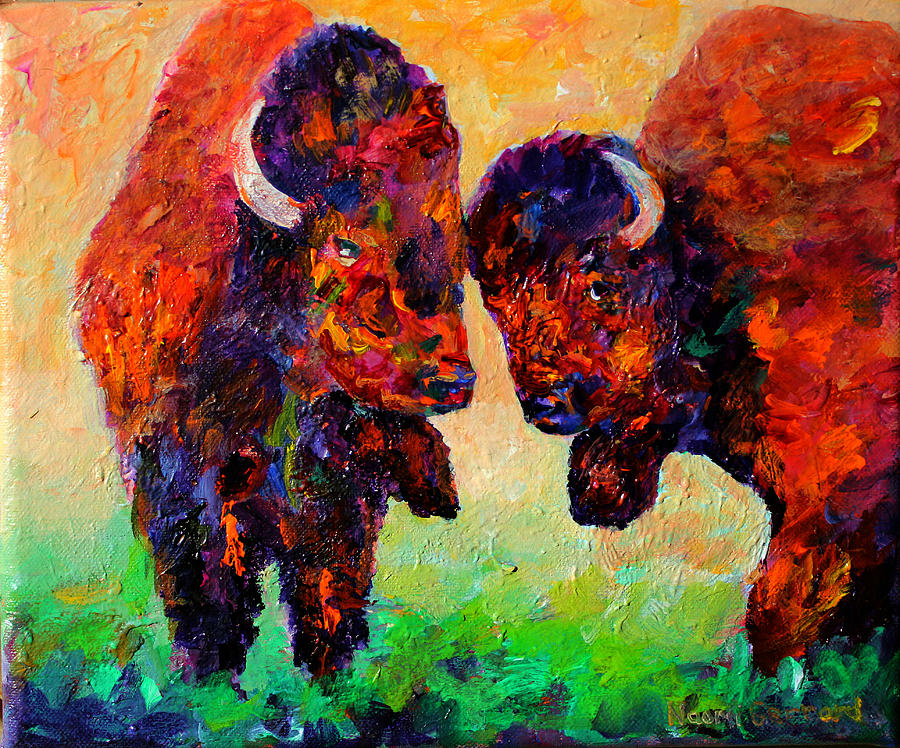 Bison Prairies Painting by Naomi Gerrard