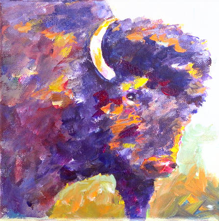 Bison Summer Painting by Naomi Gerrard
