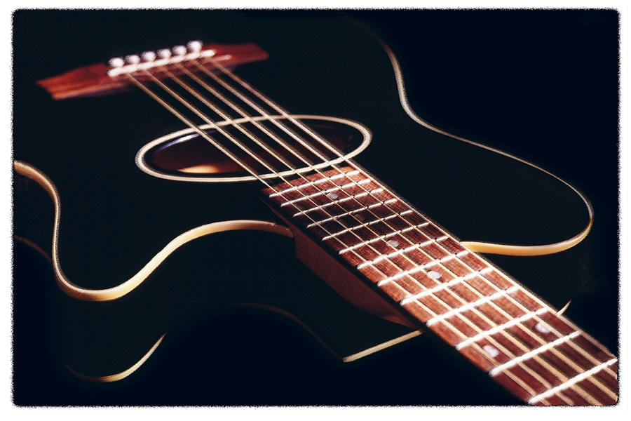 Black Acoustic Guitar Photograph