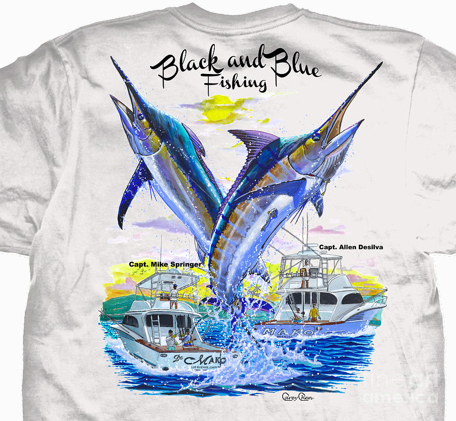 Fish Photograph - Black and Blue shirt by Carey Chen
