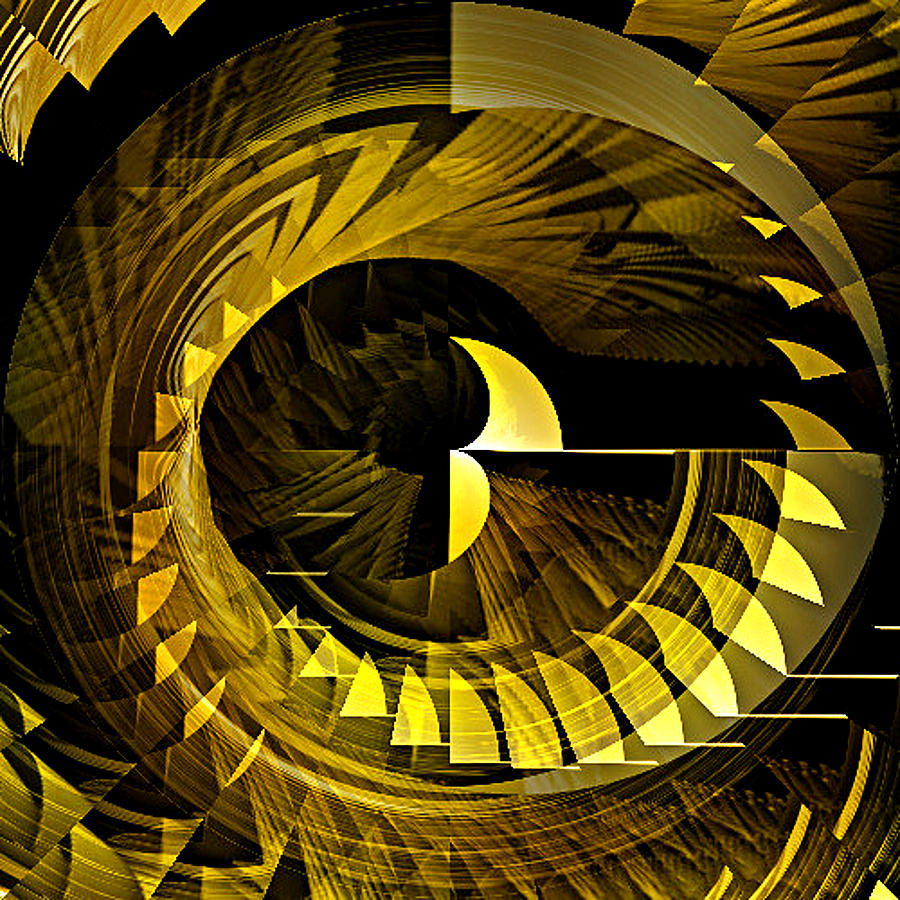 Abstract Digital Art - Black and Gold  by Michael Hickey