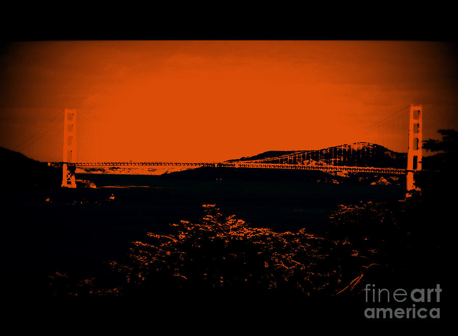 San Francisco Photograph - Black and Orange Golden Gate Bridge by Polly Villatuya