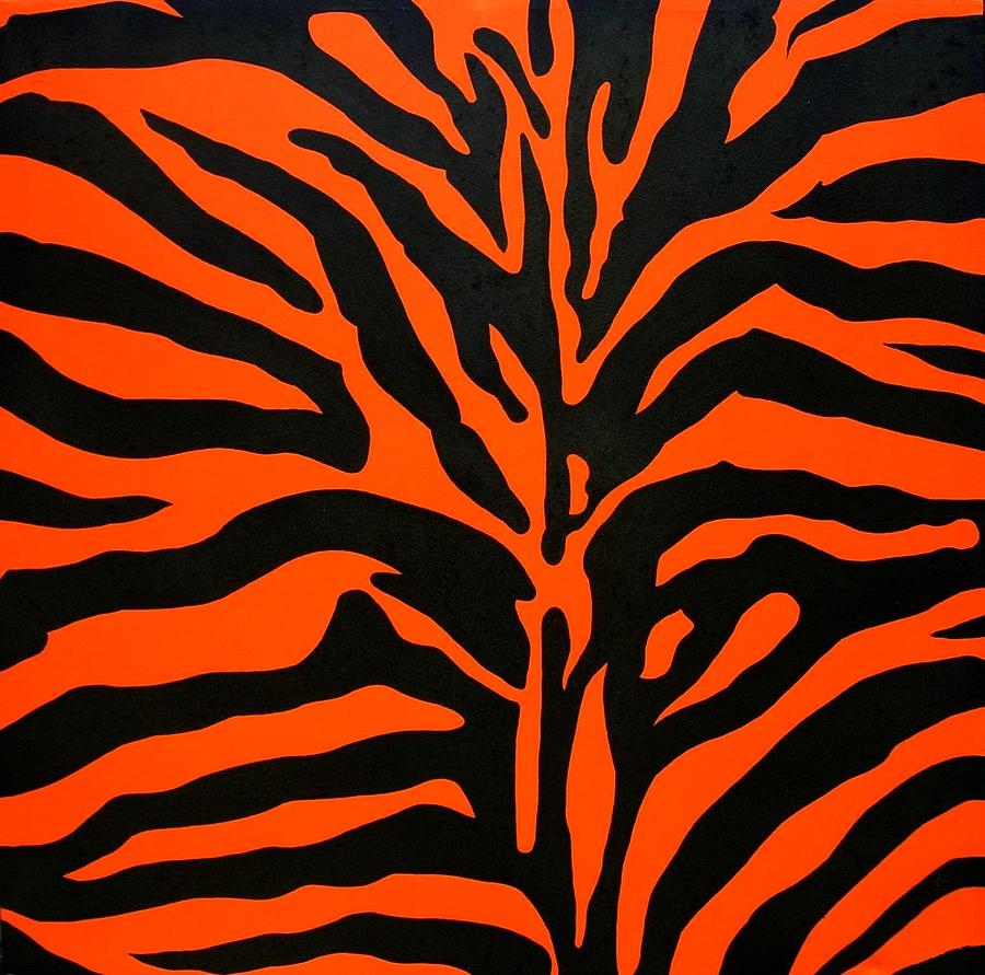 Black And Orange Zebra Painting by Doug Powell