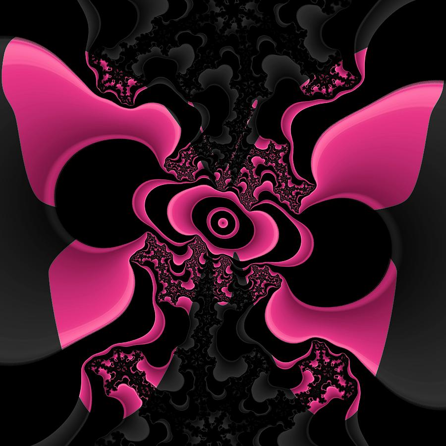 Black And Pink Fractal Butterfly Digital Art