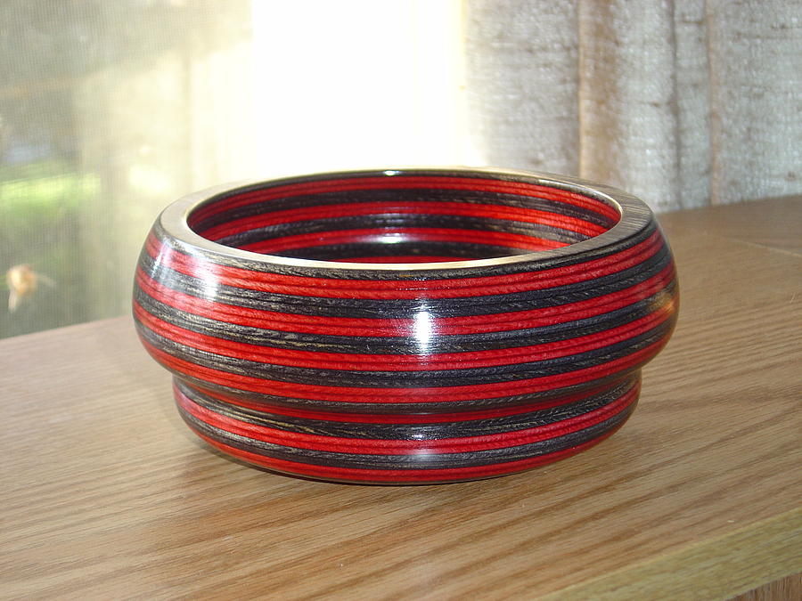 Black and Red Plywood Bowl Sculpture by Steven Godfrey