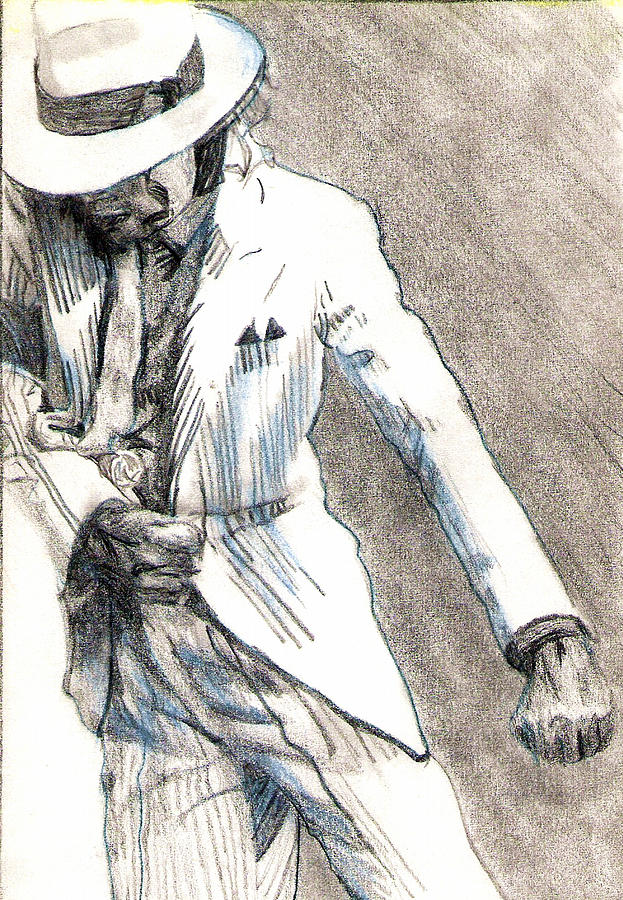 Black and White - Michael Jackson Drawing by Cyndi Brewer