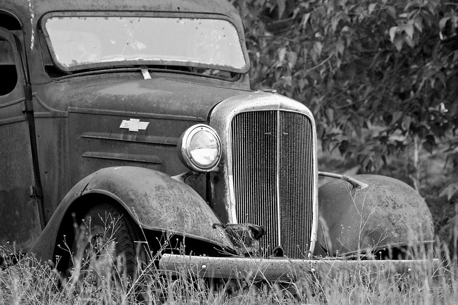Black and White Abandoned Truck Photograph by Athena Mckinzie