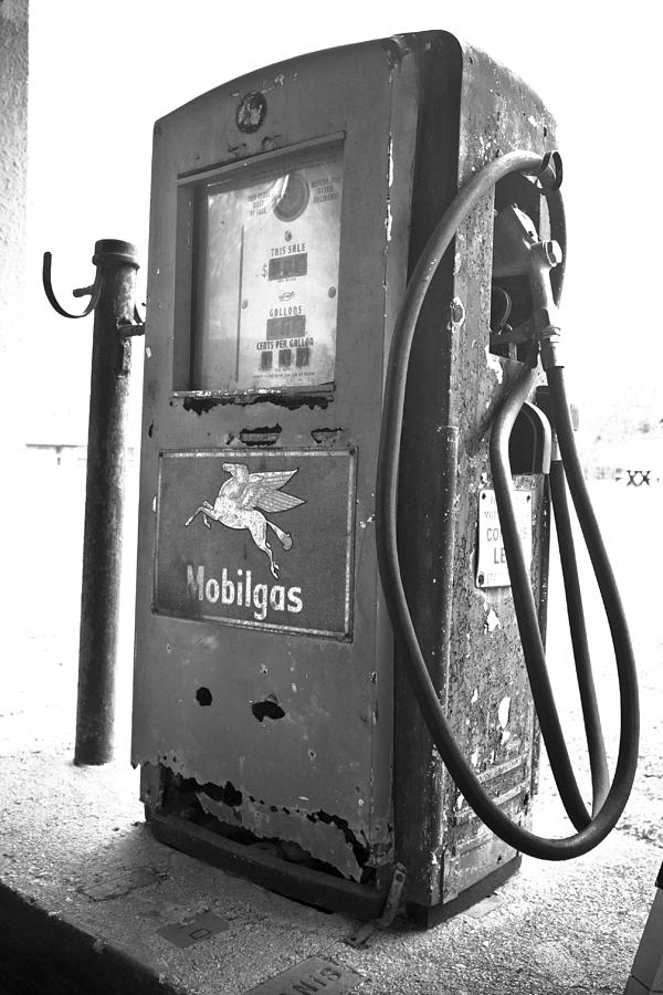 old gas station black and white