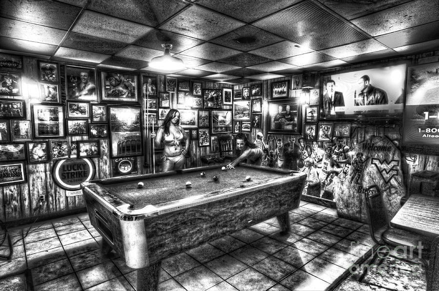 Black and White girls playing pool in bar Photograph by Dan Friend