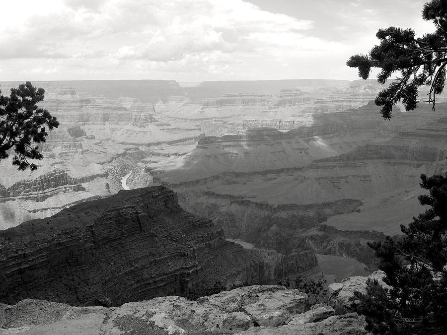 Black and White Grand Canyon View Photograph by Mitch Hino - Pixels