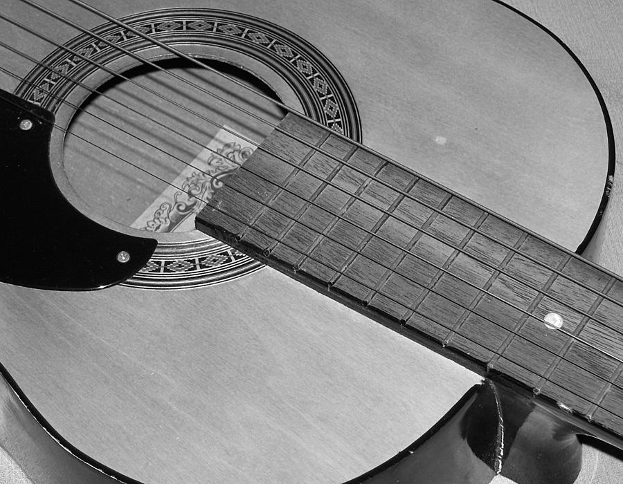 Black and White Guitar Face Photograph by Corinne Elizabeth Cowherd