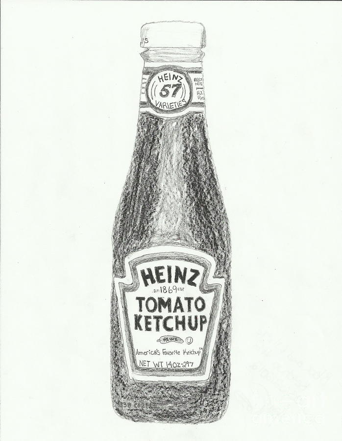 Ketchup Drawing - Black and White Ketchup by Jasmine Norris-Dixson