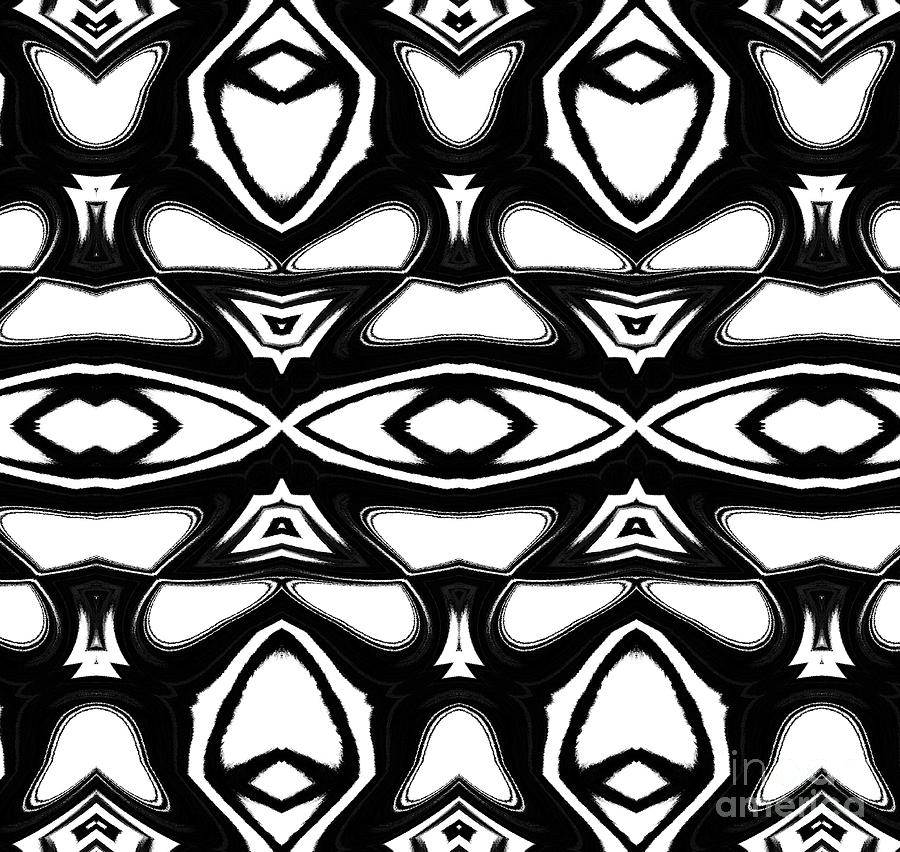 Vintage Digital Art - Pattern Geometric Black White Art No.235. by Drinka Mercep