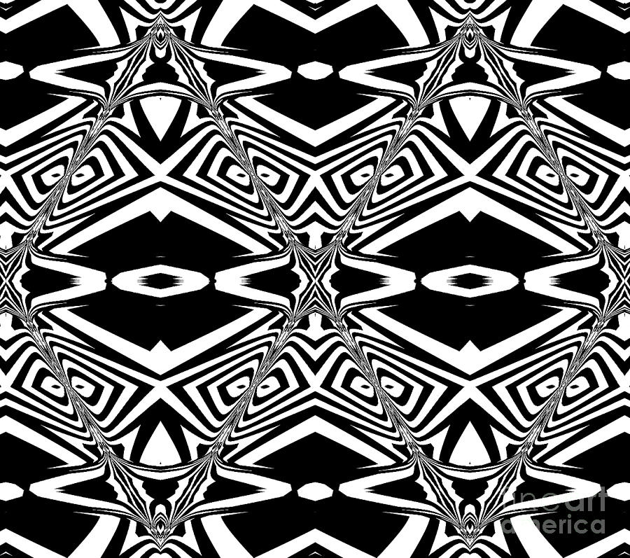 Vintage Digital Art - Pattern Black White Geometric Art No.303. by Drinka Mercep
