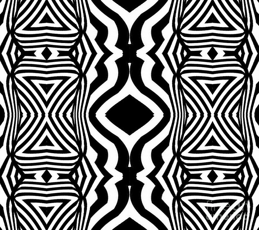 Pattern Digital Art - Pattern Black White Geometric Art No.305. by Drinka Mercep