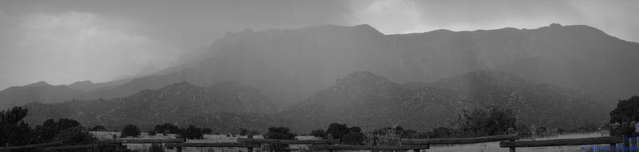 Black and White Sandia Monsoon Panoramic Photograph by Aaron Burrows