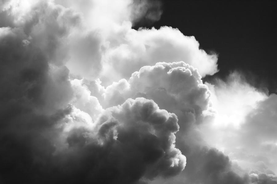Black And white Sky With Building Storm Clouds Fine Art Print Photograph by Keith Webber Jr