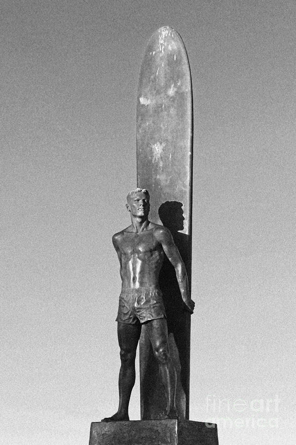 Black and White Surfer Statue Photograph by Paul Topp
