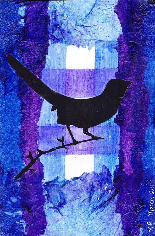 Abstract Mixed Media - Black Bird Branching Out by Karen Pappert