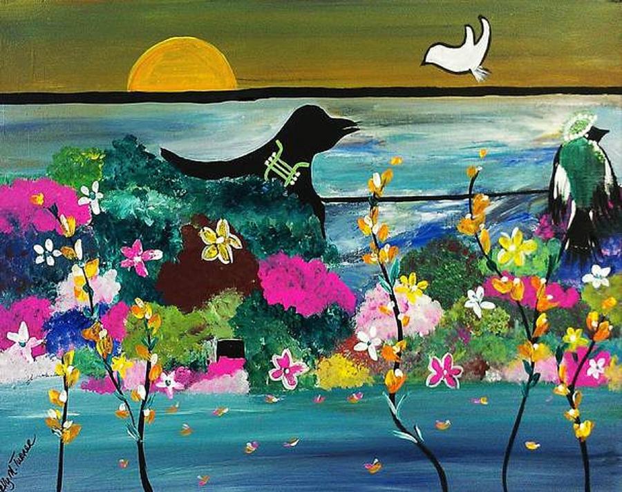 Black Birds Painting by Kelly M Turner