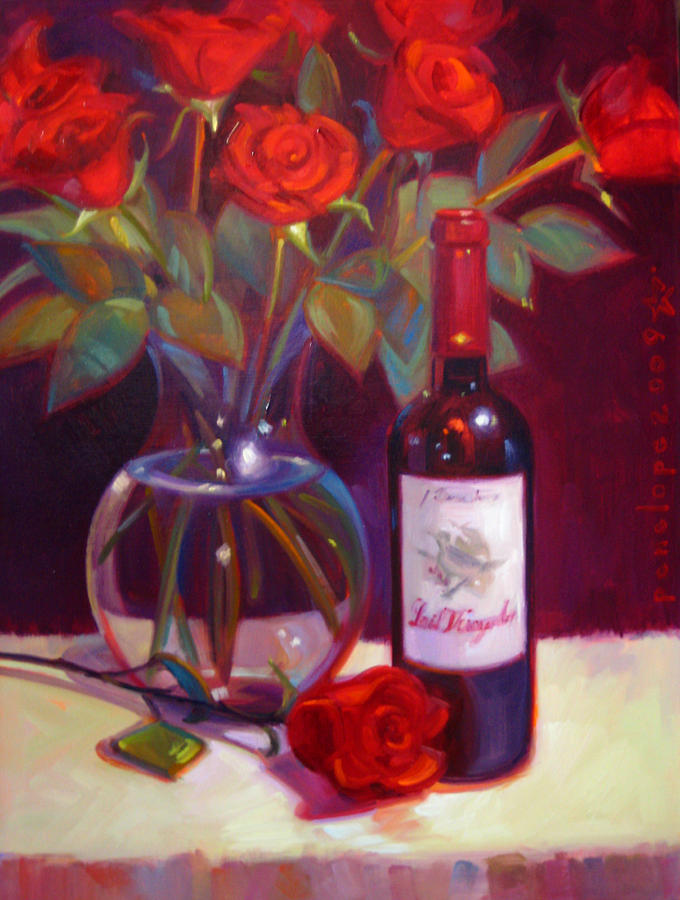 Black Cherry Bouquet Painting by Penelope Moore