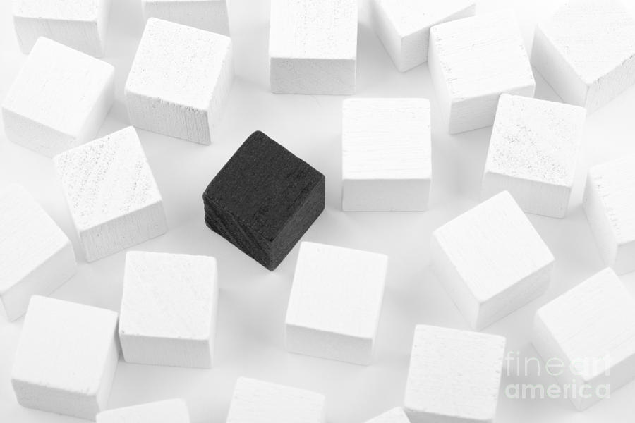 Black cube lost in white cube Photograph by Simon Bratt