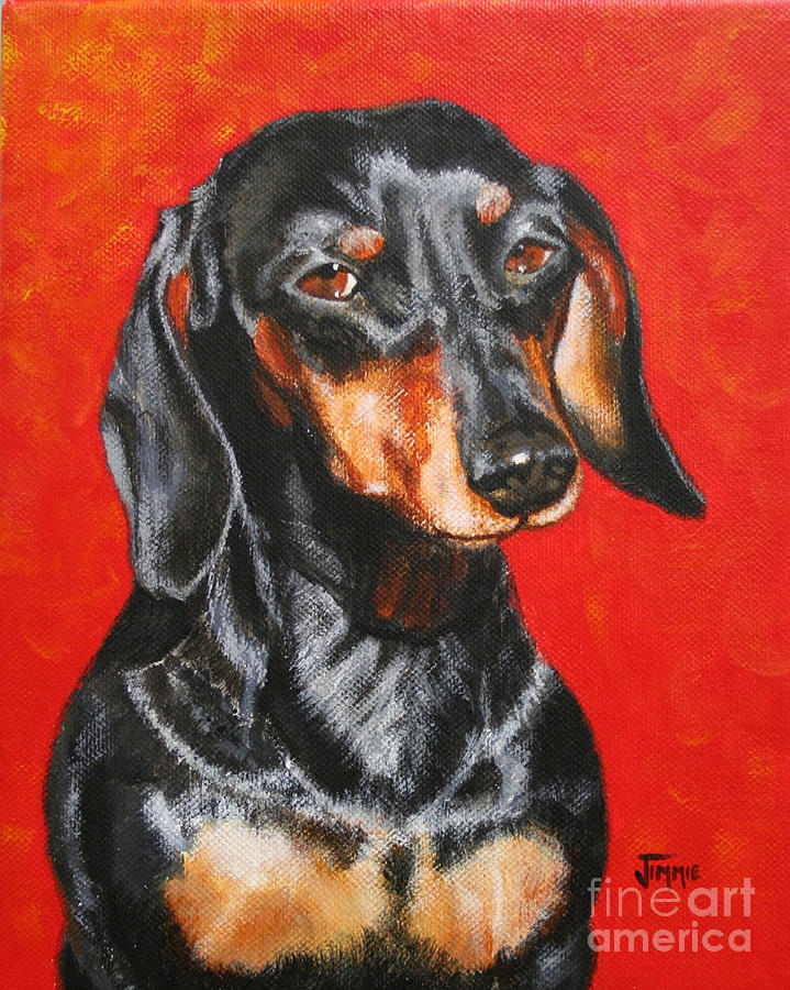 Black Dachshund Painting by Jimmie Bartlett
