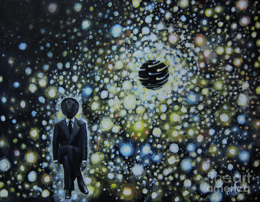 Surrealism Painting - Black Hole Man by Shelly Leitheiser