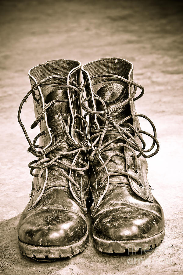 Black Leather Army Boots Photograph by Pongsak Deethongngam - Fine Art ...