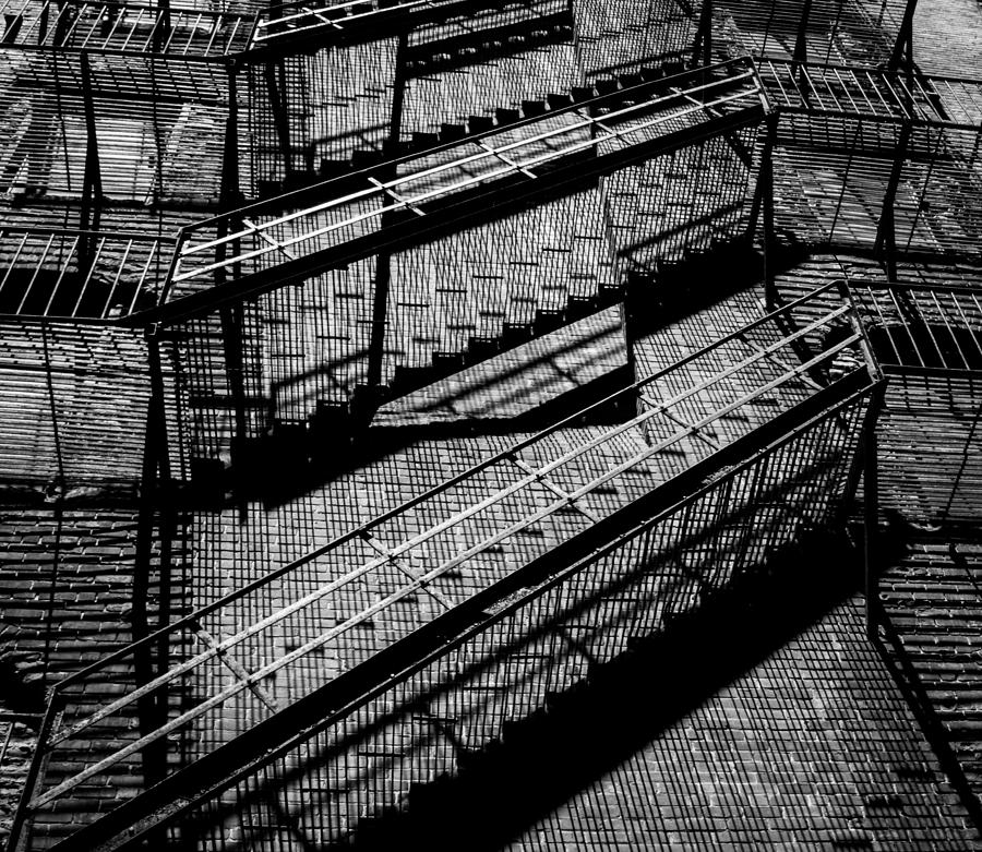 Fire escape with shadow detail Photograph by Vintage Pix