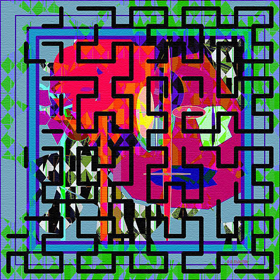 Black Maze on Green Digital Art by Dee Flouton