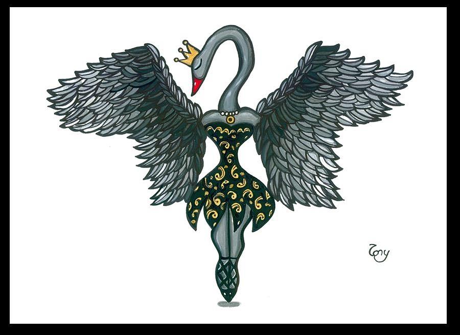 Black Swan Drawing - Black Swan by Tony Mendoza