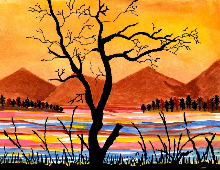 Black Tree Painting 1 Painting by Connie Valasco
