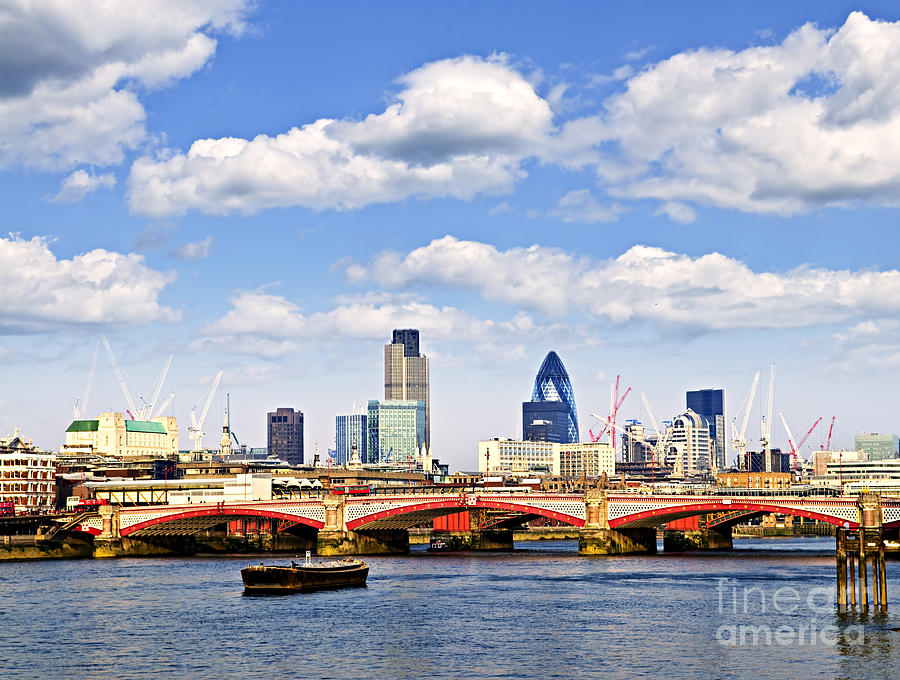 Blackfriars Bridge with London skyline Photograph by Elena Elisseeva