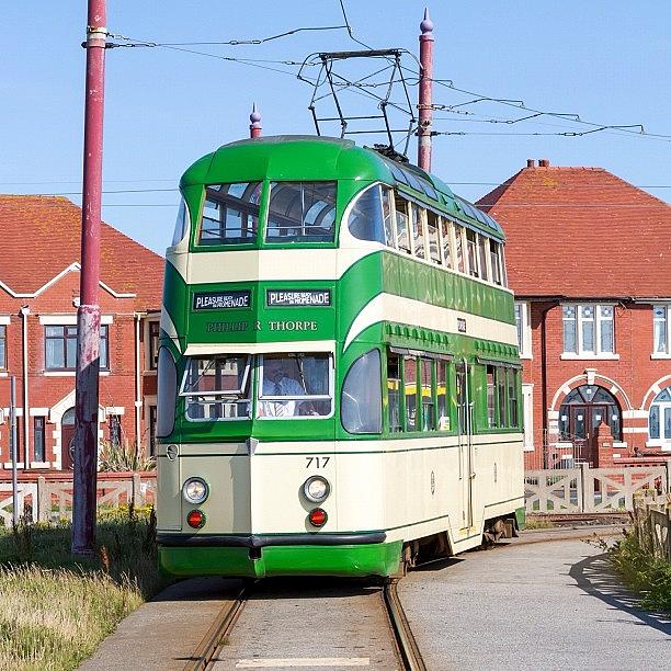 Trolley Photograph - Blackpool balloon Tram 717 At by Dave Lee