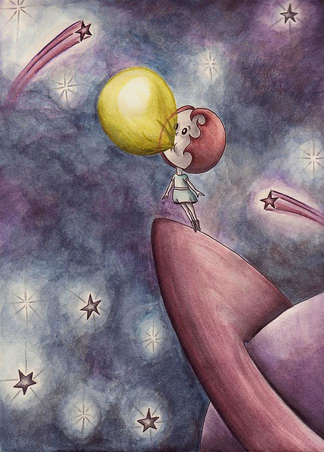 Watercolor Painting - Blast Off by Arika Gloud Watercolor Painting - Blast Off by Arika Gloud